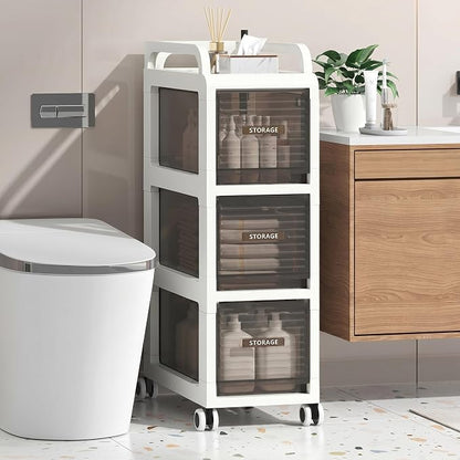 Bathroom Storage with Drawers, 9.8" Wide Slim Storage Cabinet | Freestanding - Image 3