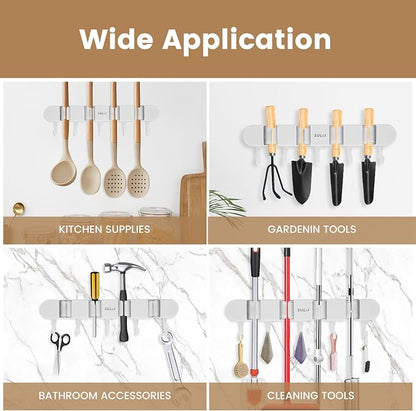 2Pcs Broom Holder Wall Mount, No-Drilling Self-Adhesive Mop and Broom Storage - Image 2