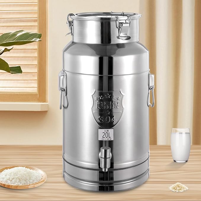 Milk Can Barrel Stainless Steel Beverage Drink Dispenser Large Capacity Storage - Image 2