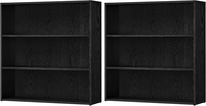 VASAGLE Set of 2 Bookshelves, 31.5 Inches Wide, 3-Tier Open Bookcases by VASAGLEbySONGMICSHOME