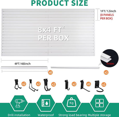 Slatwall Panel 4'x8' with 15 Accessories Garage Tool Organizer Wall Mount PVC - Image 2