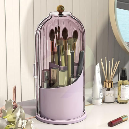 Makeup Brush Holder with Dustproof Cover 360 Rotating Makeup Brush Organizer by Emljkvp