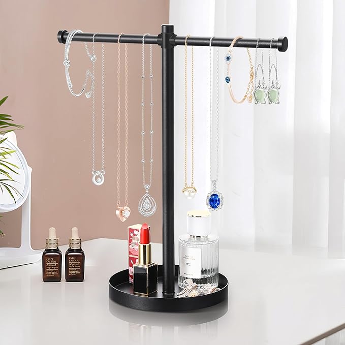 Jewelry Necklace Organizer Stand, 12.9" Tall Sturdy Metal Jewelry Stand - Image 2