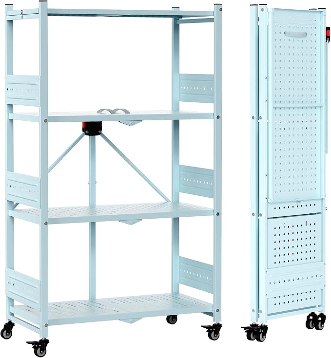 WORKPRO 4-Tier Folding Shelf, No-Assembly Metal Storage Rack by WORKPRO