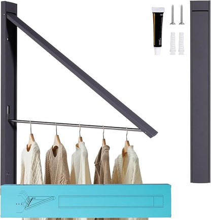 Retractable Clothes Drying Rack, Space Saver Wall Mounted Folding Hanger by RimiWorld