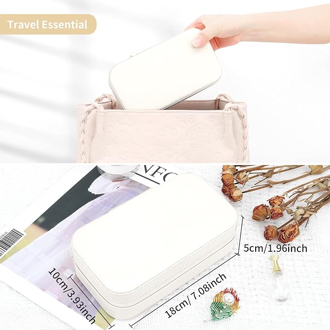 DesignSter Travel Jewelry Box, PU Leather Portable Jewelry Case, Small Jewelry - Image 5