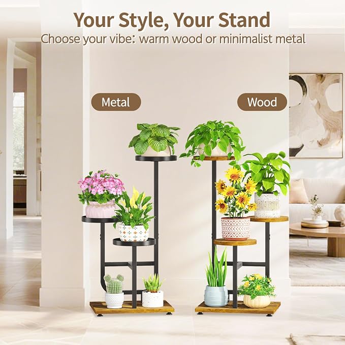 LASZOLA Black 3 Tier Tall Metal Plant Stand Indoor, Large Heavy Duty Planter - Image 7