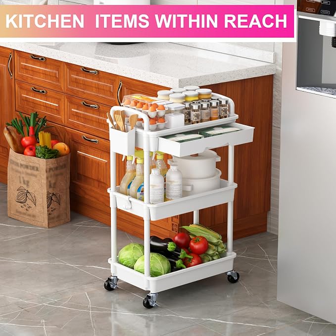 Goovilla 3 Tier Rolling Utility Cart Organizer - Image 7