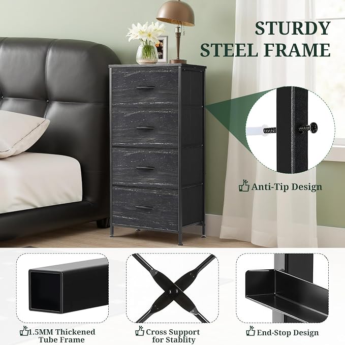 4 Drawers Dresser for Bedroom Fabric Storage Tower - Image 4