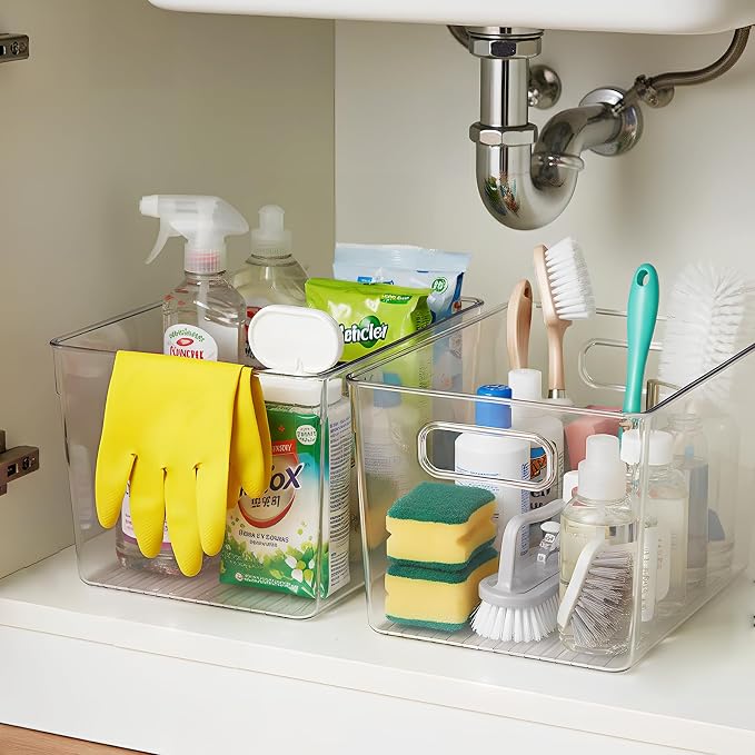 Clear Plastic Storage Bins, 4 Pack Pantry Organizers & Storage Containers - Image 4