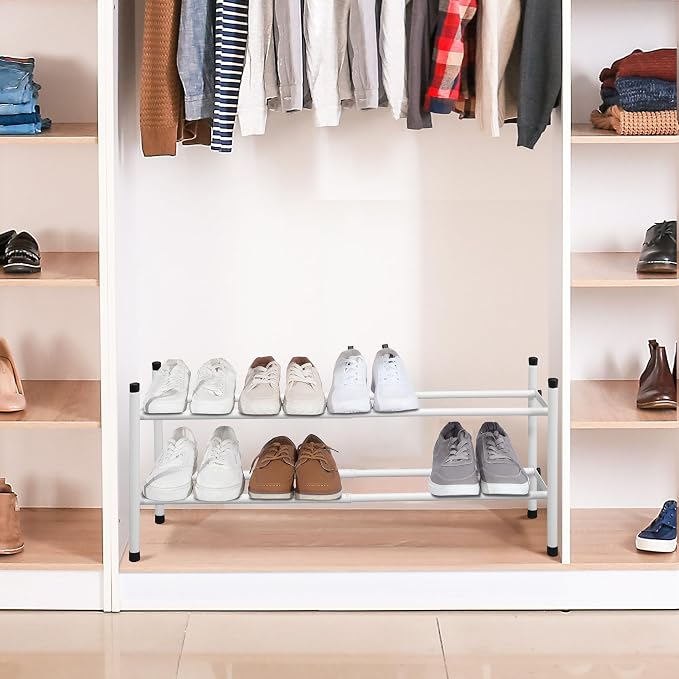 STORAGE MANIAC Expandable Shoe Rack, 8 Pairs Stackable Small Shoe Rack - Image 2