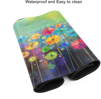 Desk Mat, Abstract Watercolor Flowers Extended Gaming Mouse Pad - Image 4