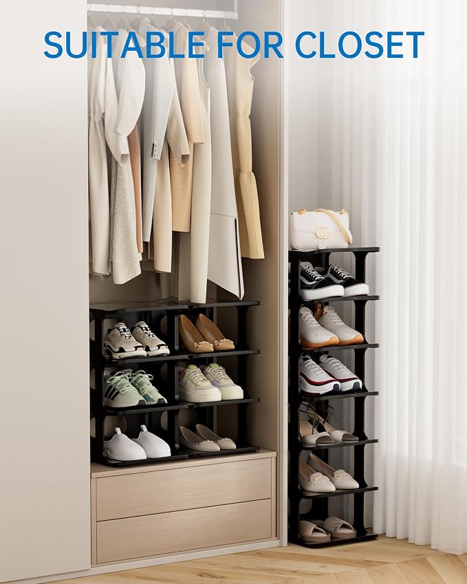 HAIXIN 7-Tier Narrow Vertical Shoe Rack, Skinny Shoe Tower - Image 4