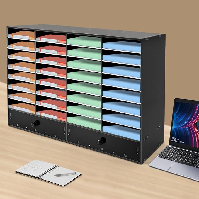 Literature Organizer 32 Slots Office Mailbox Cubbies PVC Desk Mail Sorter - Image 3