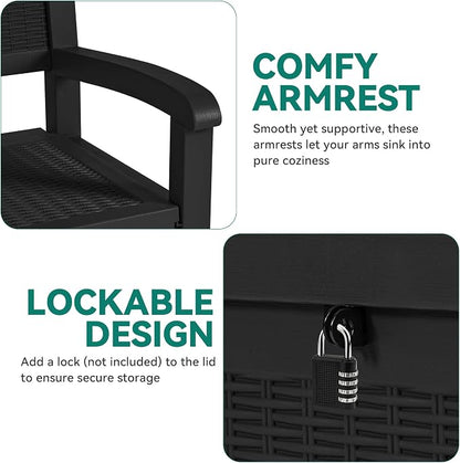 YITAHOME 80 Gallon Storage Bench Deck Box, Lockable Patio Bench - Image 5