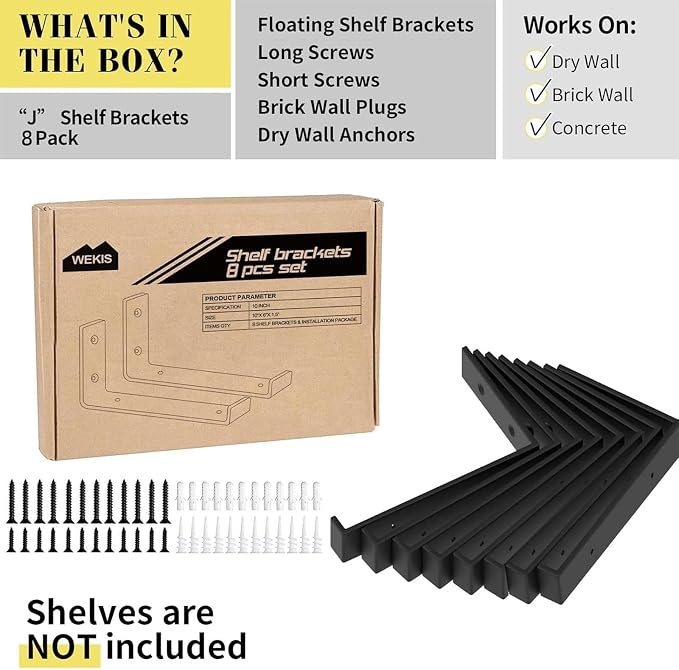 Shelf Bracket, Heavy Duty Floating Shelf Brackets 10-Inch Long - Image 2