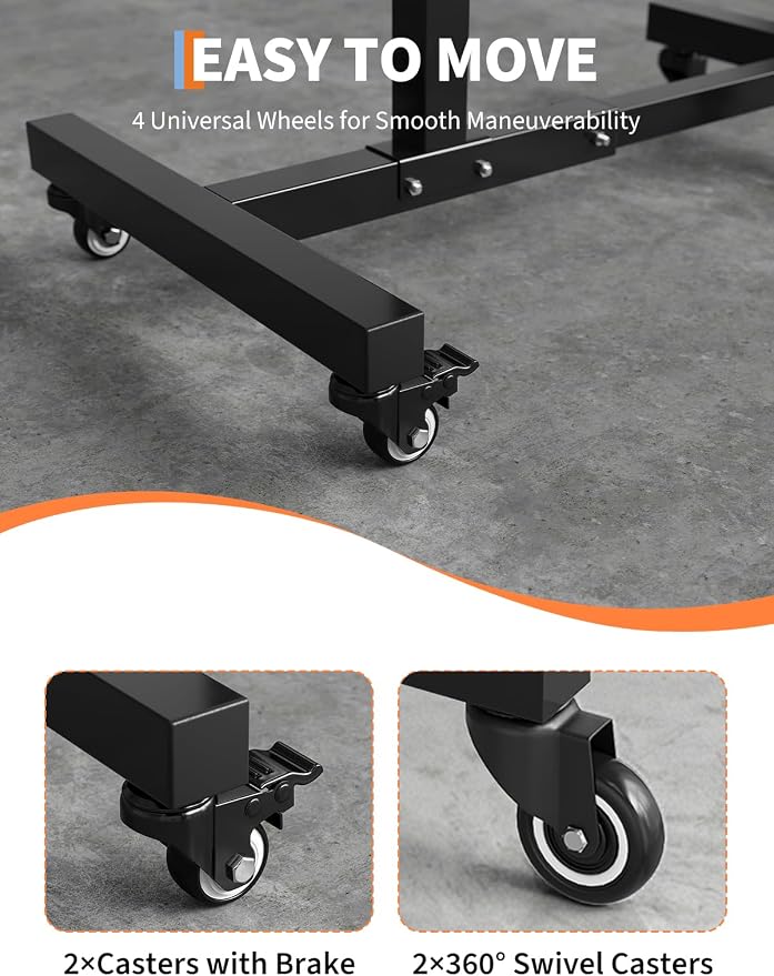 Rolling Tool Tray on Wheels, 220LBS Capacity Steel Mobile Work Table, - Image 5