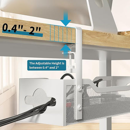 Under Desk Cable Management Tray 2 Pack, No Drill Cable Organizer - Image 3