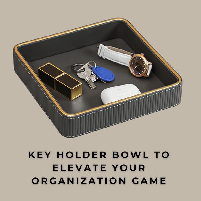 Key Bowl for Entryway Table| Leather Catch All Bowl for Keys| Key Dish Bowl for - Image 6