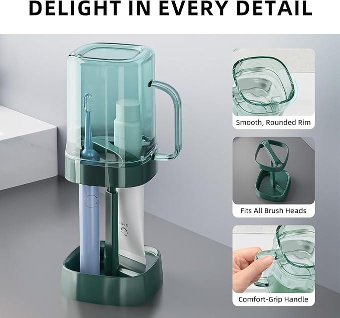 Toothbrush Holder with Cover/Cup, Bathroom Counter Organizer - Image 7