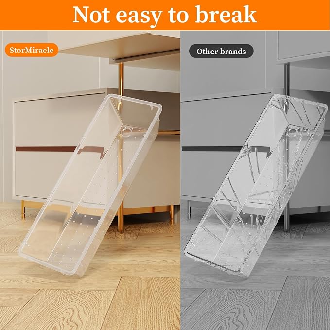 32 PCS Clear Plastic Drawer Organizer Set, 4-Size vanity organizer Trays and - Image 4