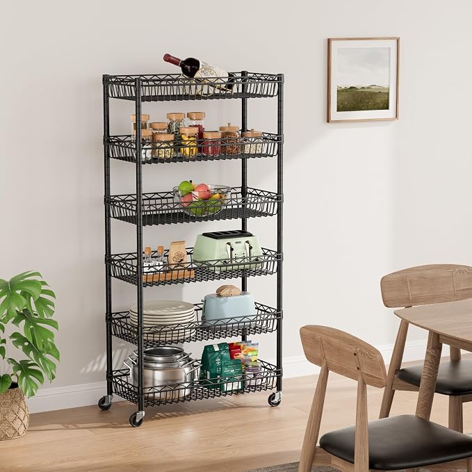 6 Shelves Storage Shelf Wire Closet Bathroom Organizers Metal Pantry Kitchen - Image 9