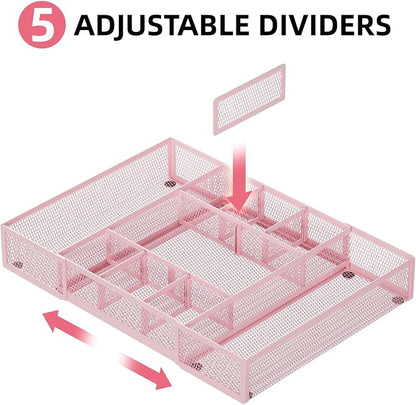 Marbrasse Expandable Desk Drawer Organizer, Mesh Tray - Image 3