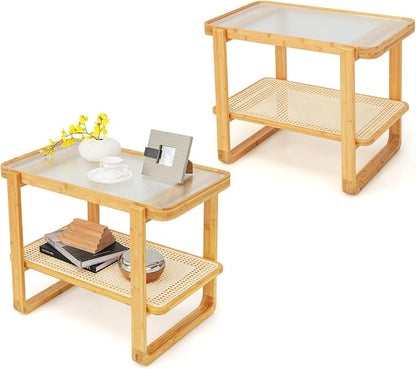 GOFLAME Bamboo Side Table Set of 2 by GOFLAME