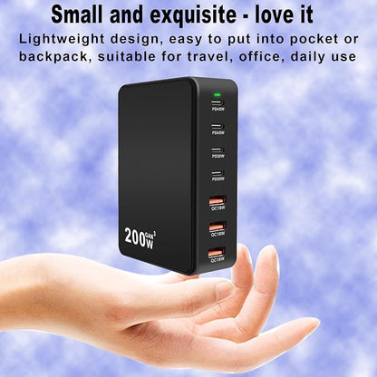 USB C Charger Charging Station 200W 7-Port GaN Fast Charging Block PD 3.0 TypeC - Image 4