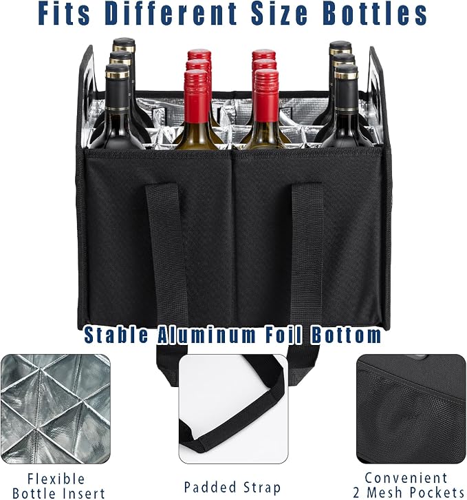 Bottle Wine Carrier Collapsible 12 Bottle Storage Box Reusable Portable Carrier - Image 3