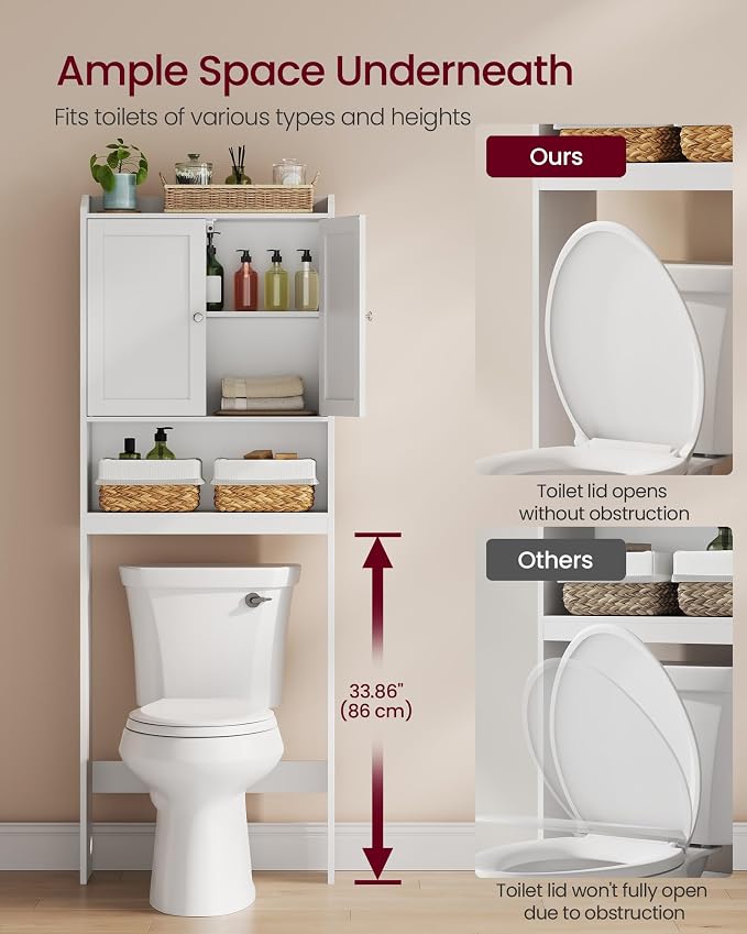 VASAGLE Over the Toilet Storage Cabinet, Adjustable Shelves, Space-Saving | - Image 7