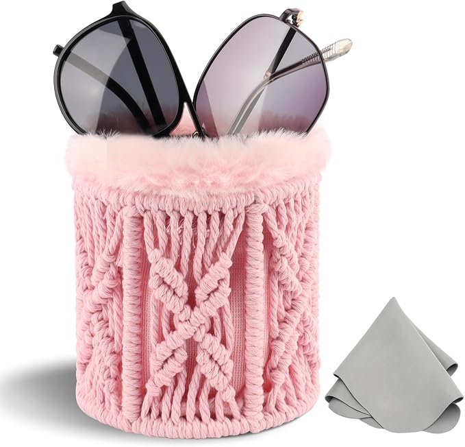 RayLove Glasses Holder for Nightstand, Boho Decor Eyeglass Case, Plush Lined by RAYLOVE