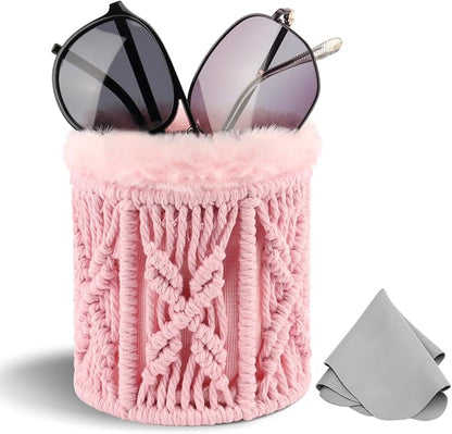 RayLove Glasses Holder for Nightstand, Boho Decor Eyeglass Case, Plush Lined by RAYLOVE