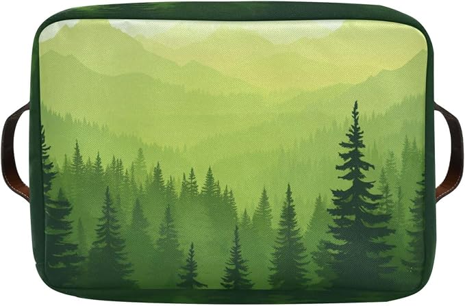 Green Forest Foggy Mountain Storage Bins Box Foldable Shelf Basket - Image 8