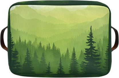 Green Forest Foggy Mountain Storage Bins Box Foldable Shelf Basket - Image 8