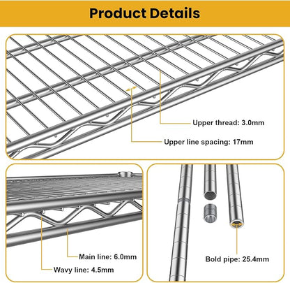 Metal Shelving Unit 4 Tier Storage Shelves Rack Metal Shelf Adjustable Wire - Image 7