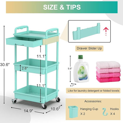Goovilla 3 Tier Rolling Utility Cart Organizer - Image 4