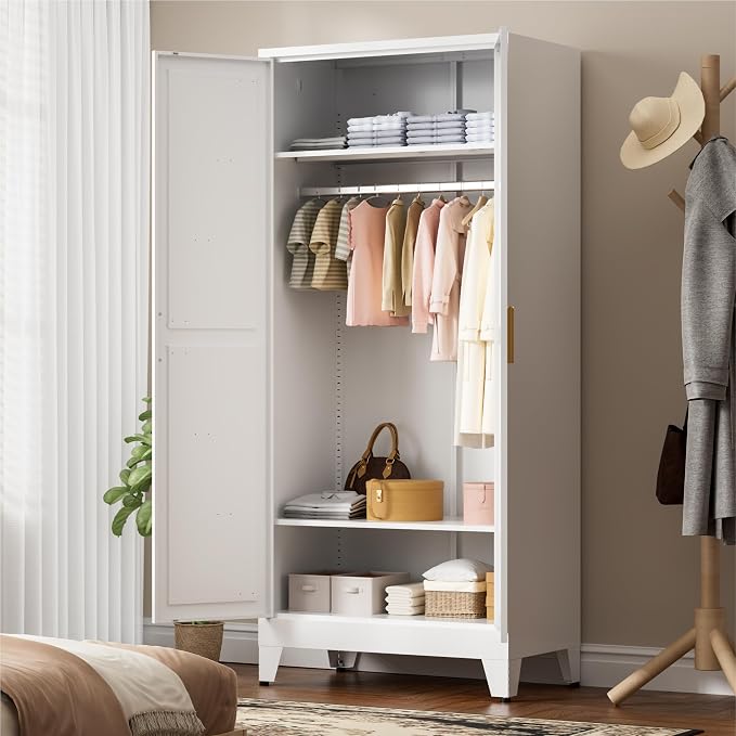 71" Tall Metal Wardrobe Closet - Image 2