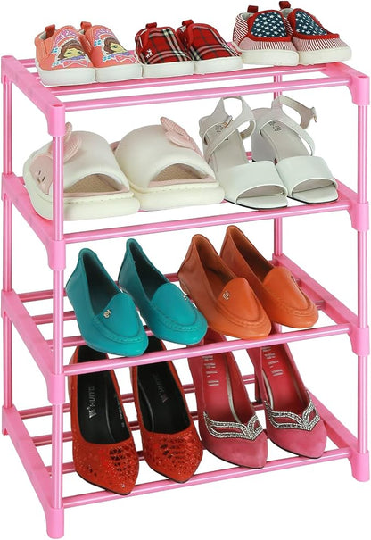 LNYZQUS Small Kids Shoe Rack, 4 Tier Pink Shoe Organizer Shoe Shelf by LNYZQUS