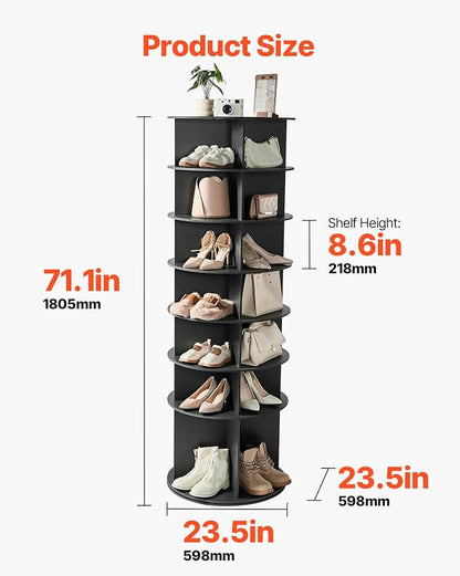 VEVOR 7 Tiers Rotating Shoe Rack Tower, 360° Spinning Shoe Rack, Revolving - Image 3