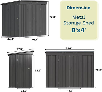 Patiowell 8x4 FT Outdoor Storage Shed - Image 2