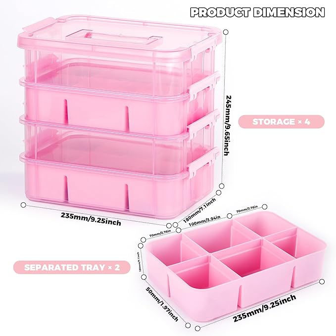 CraftGenes Art Supply Storage Organizer, 4-Tier 10 Qt Box, 2 Trays, Accessories - Image 3