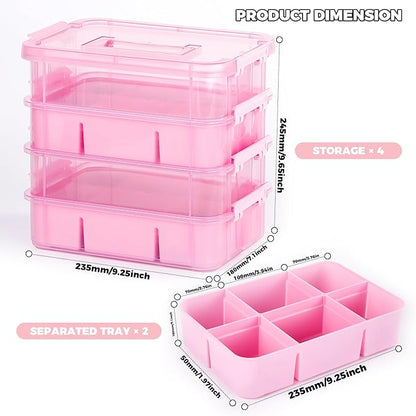 CraftGenes Art Supply Storage Organizer, 4-Tier 10 Qt Box, 2 Trays, Accessories - Image 3
