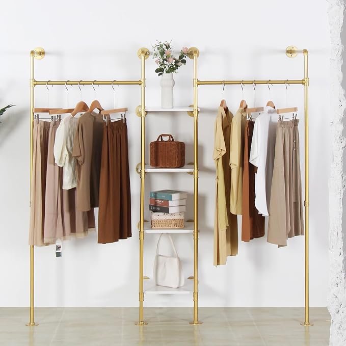 Industrial Pipe Gold Clothing Rack by EDCB