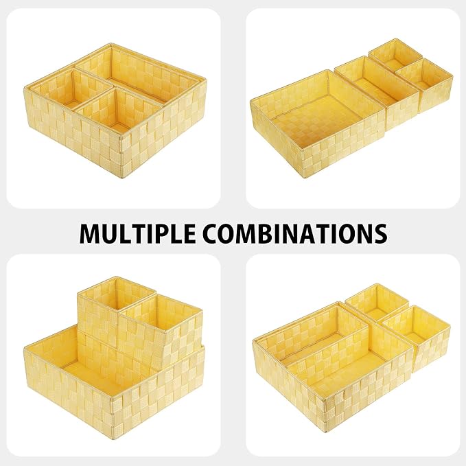 Posprica Woven Storage Baskets for Organizing, Small Black Baskets Cube Bin - Image 2