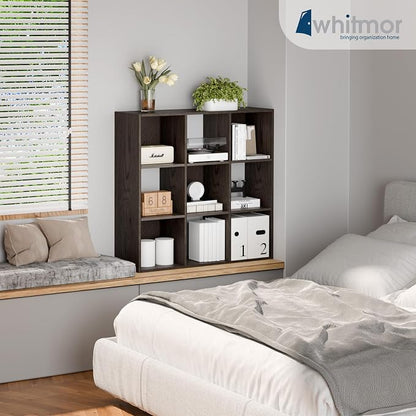 Whitmor 9 Cube Storage Organizer, 3 Tier Stackable MDF Wood Bookcase, Open - Image 5