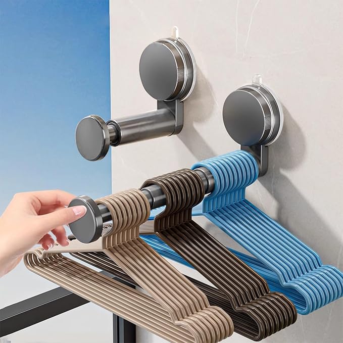 Hanger Organizer Stacker, 2 Pack Suction Cup Self-Adhesive Extendable Garment by Resdenio