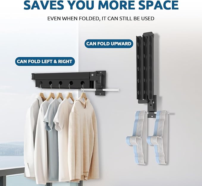 Clothes Drying Rack Wall Mounted, Space Saving Wall Mounted Clothes Drying Rack - Image 7