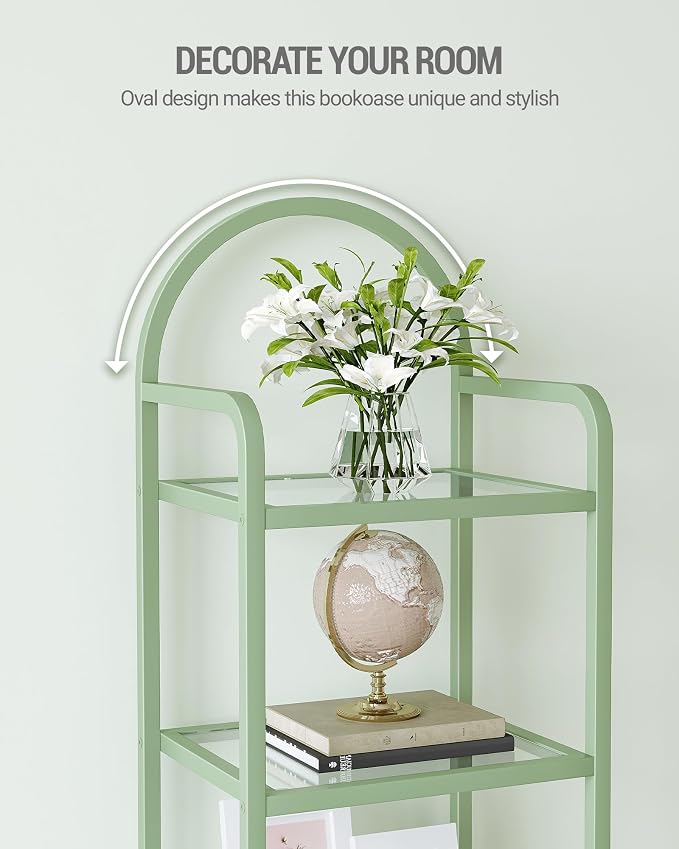 Hzuaneri Bookcase Bookshelf, Tempered Glass Bookshelves | Slim Shelving Unit - Image 6