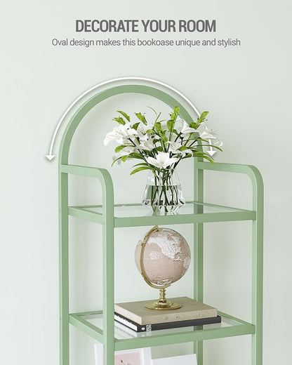 Hzuaneri Bookcase Bookshelf, Tempered Glass Bookshelves | Slim Shelving Unit - Image 6